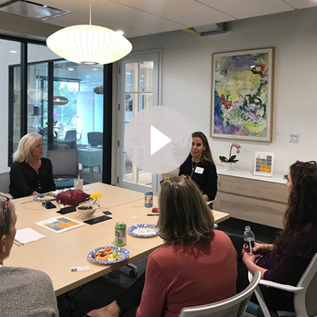 Engaging conversation with coworking colleagues in Sheffield Conference Room at HAYVN in Darien CT, Fairfield County