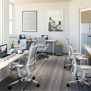 THE NEST: Fully furnished, light filled private lockable office at HAYVN’s coworking space in Darien CT
