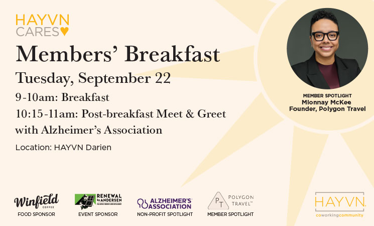 September Members Breakfast (9am-10am) + Post-Breakfast Meet & Greet with Alzheimer's Association (10:15am-11am)
